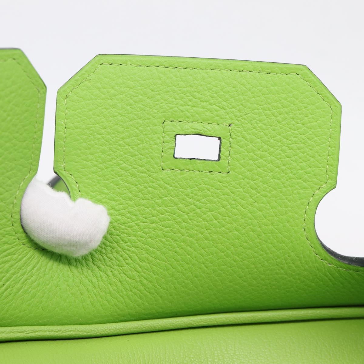 HERMES Birkin 35 Hand Bag Taurillon Leather Green Silver Auth LN220SM