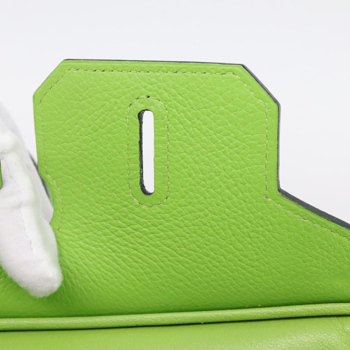 HERMES Birkin 35 Hand Bag Taurillon Leather Green Silver Auth LN220SM