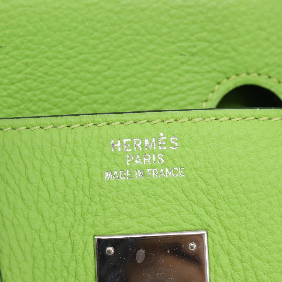 HERMES Birkin 35 Hand Bag Taurillon Leather Green Silver Auth LN220SM