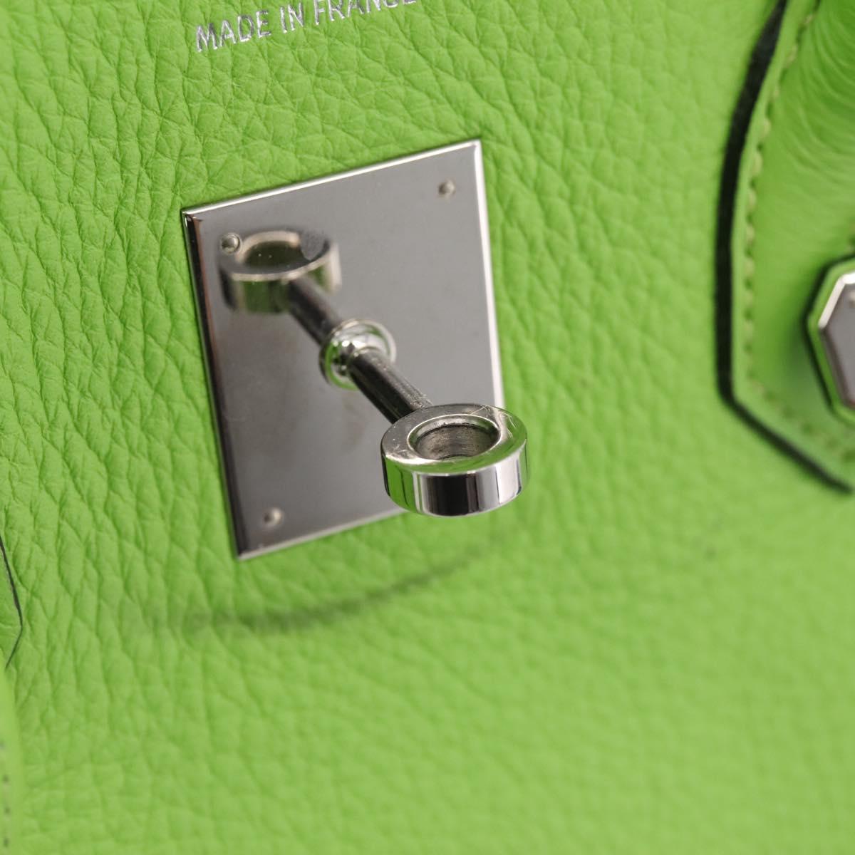 HERMES Birkin 35 Hand Bag Taurillon Leather Green Silver Auth LN220SM