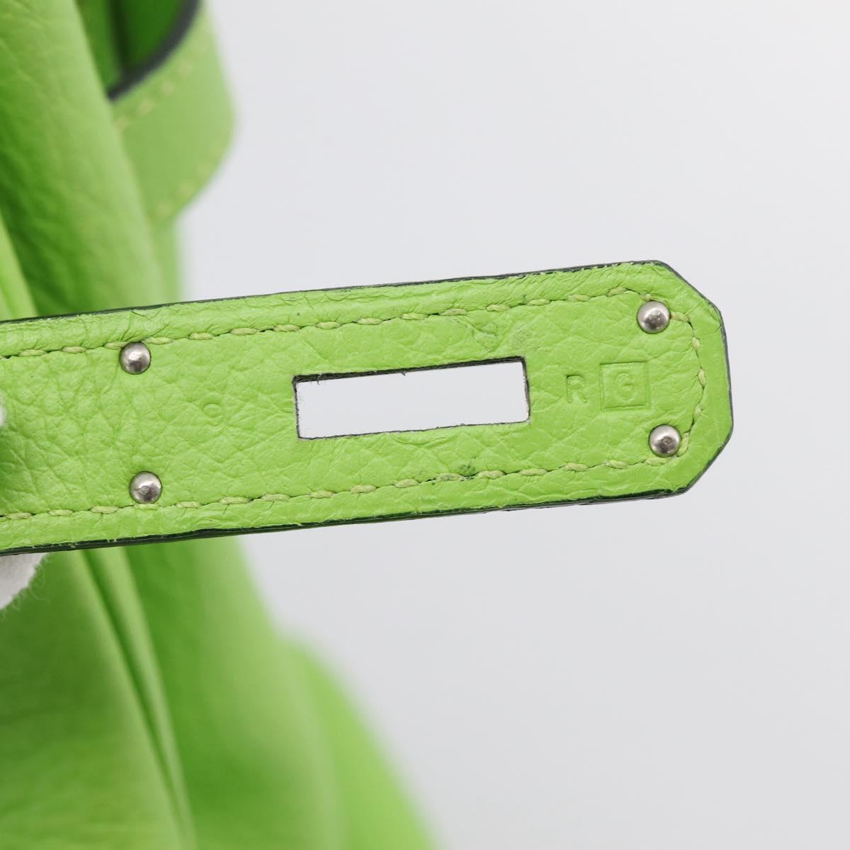 HERMES Birkin 35 Hand Bag Taurillon Leather Green Silver Auth LN220SM