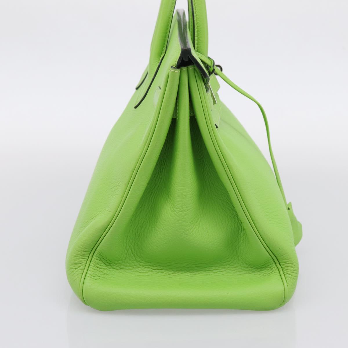 HERMES Birkin 35 Hand Bag Taurillon Leather Green Silver Auth LN220SM