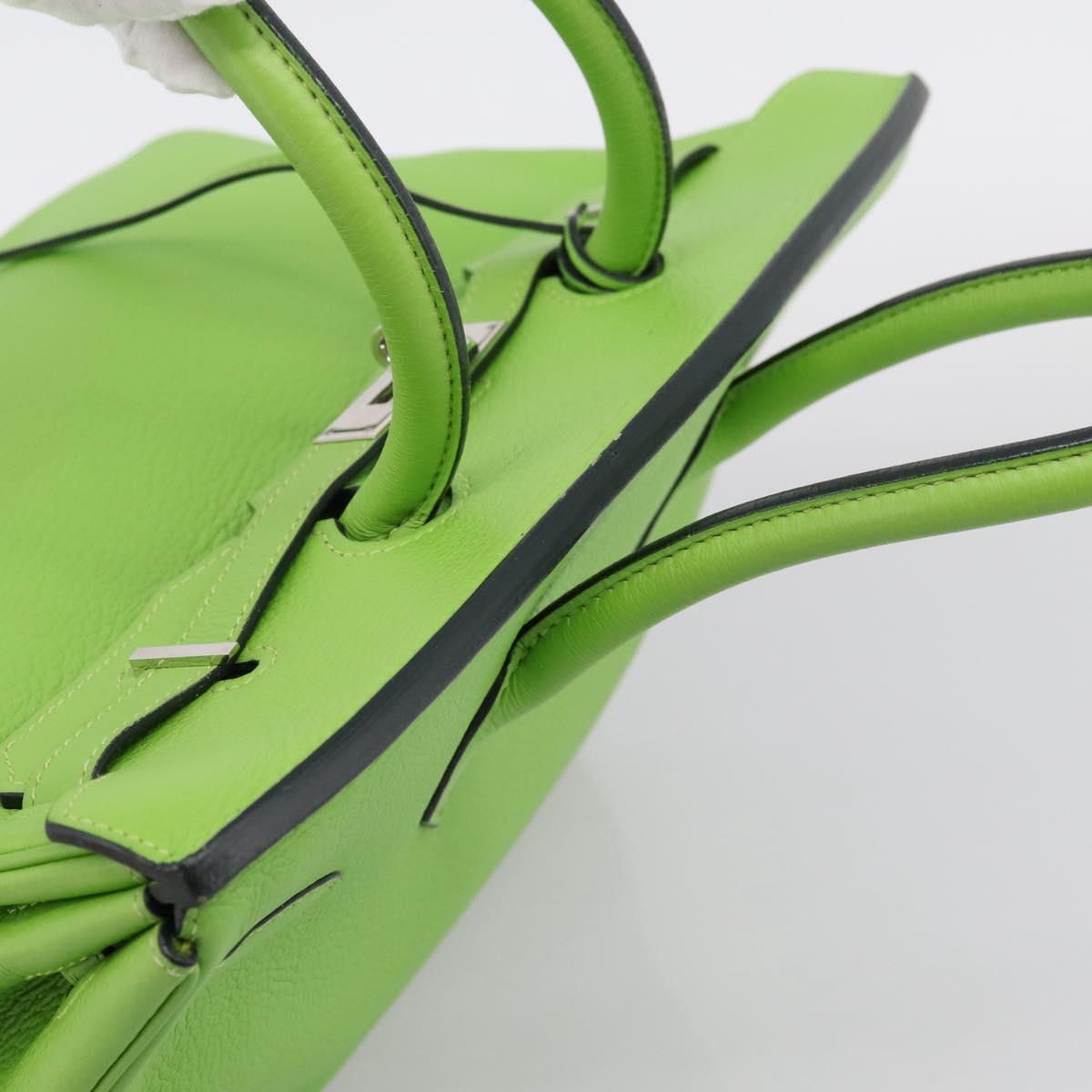 HERMES Birkin 35 Hand Bag Taurillon Leather Green Silver Auth LN220SM