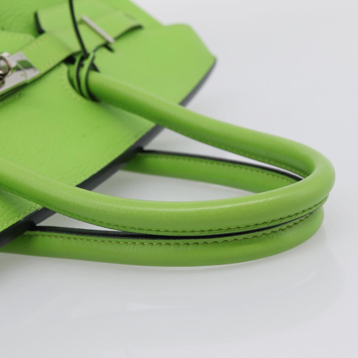 HERMES Birkin 35 Hand Bag Taurillon Leather Green Silver Auth LN220SM