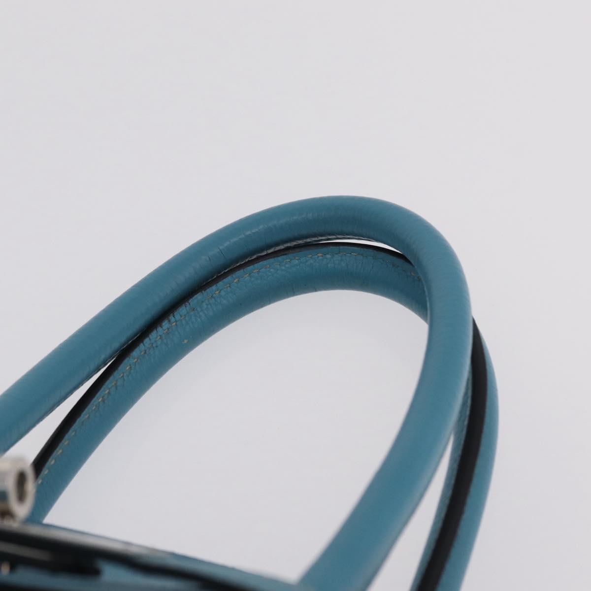 HERMES Birkin 35 Hand Bag Taurillon Leather Turquoise Blue Silver Auth LN221SM