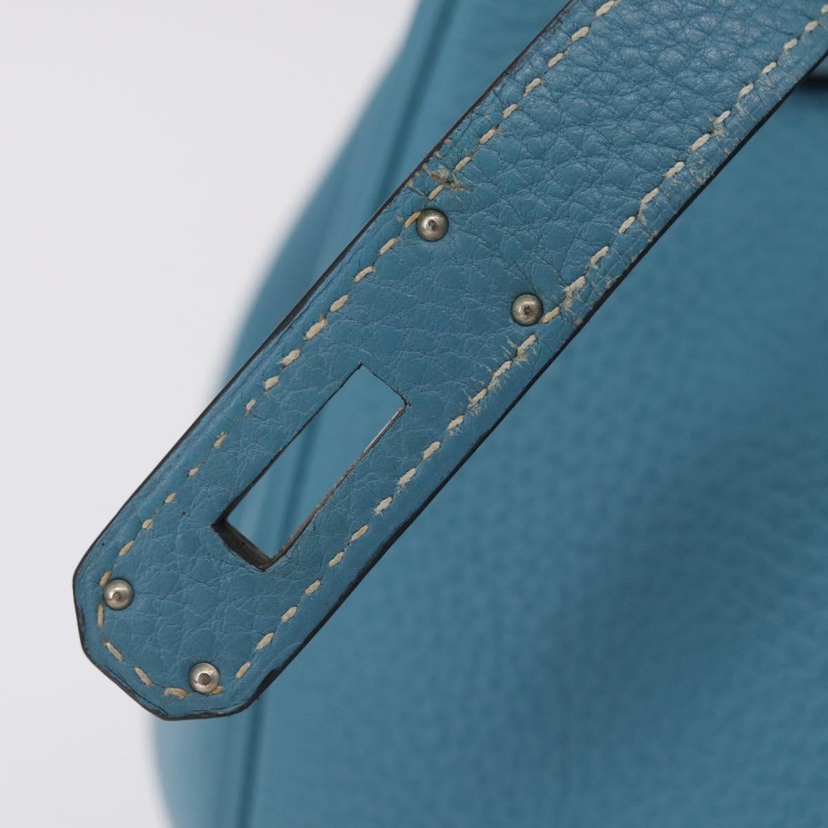 HERMES Birkin 35 Hand Bag Taurillon Leather Turquoise Blue Silver Auth LN221SM