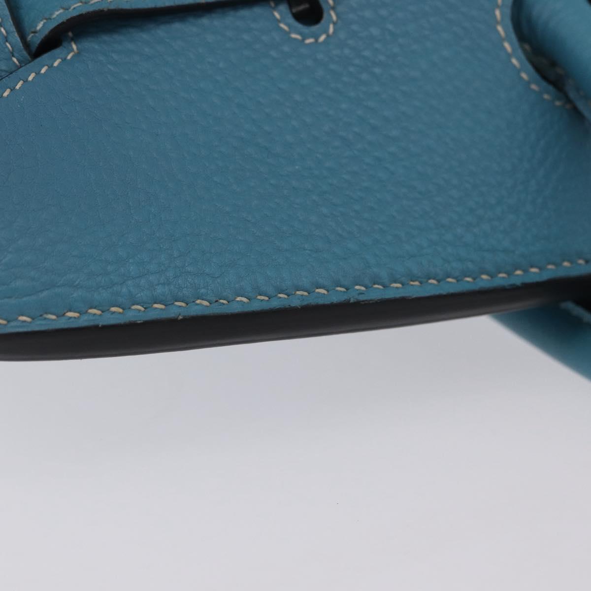 HERMES Birkin 35 Hand Bag Taurillon Leather Turquoise Blue Silver Auth LN221SM