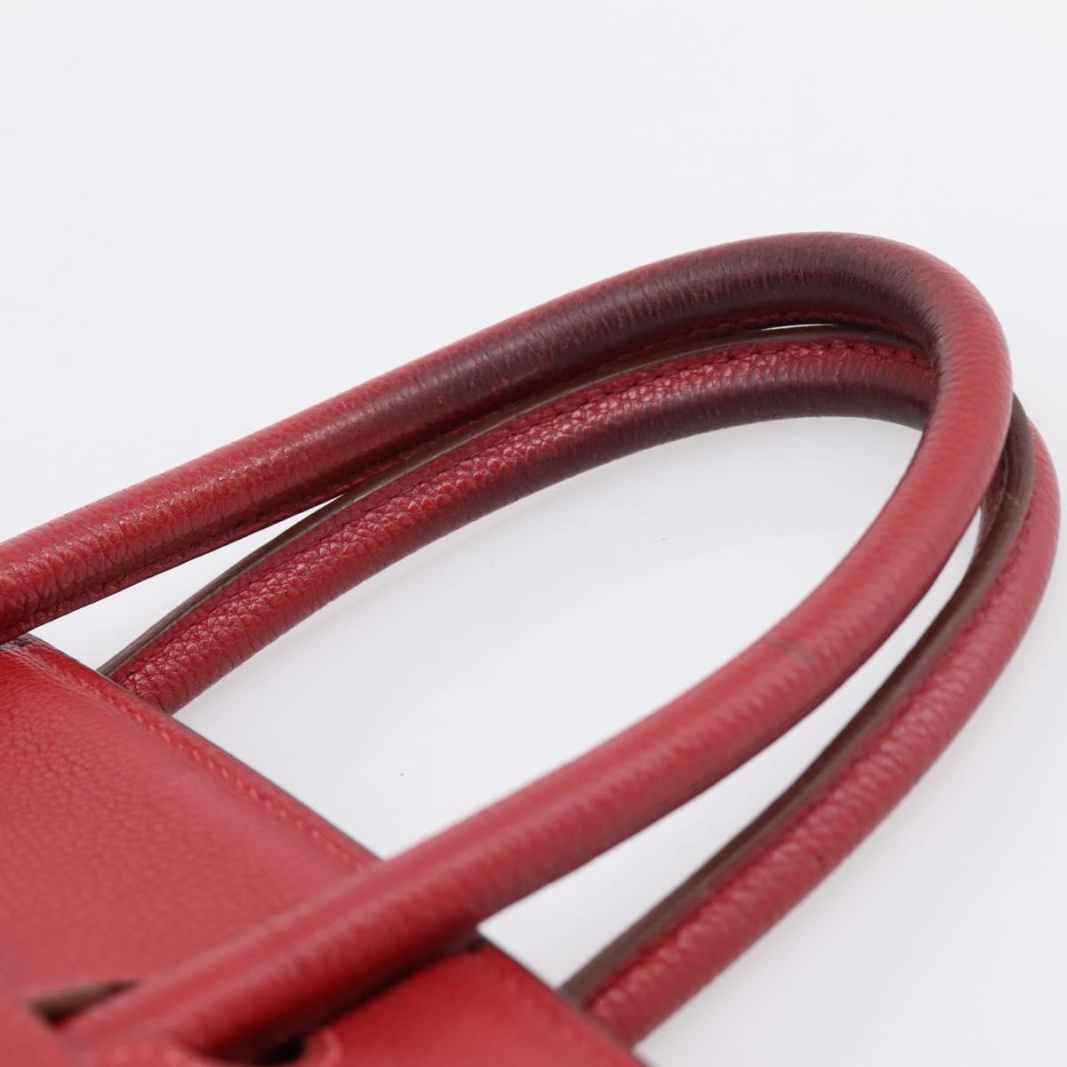 HERMES Star Mark Birkin 30 Hand Bag Taurillon Leather Red Silver Auth LN222SM