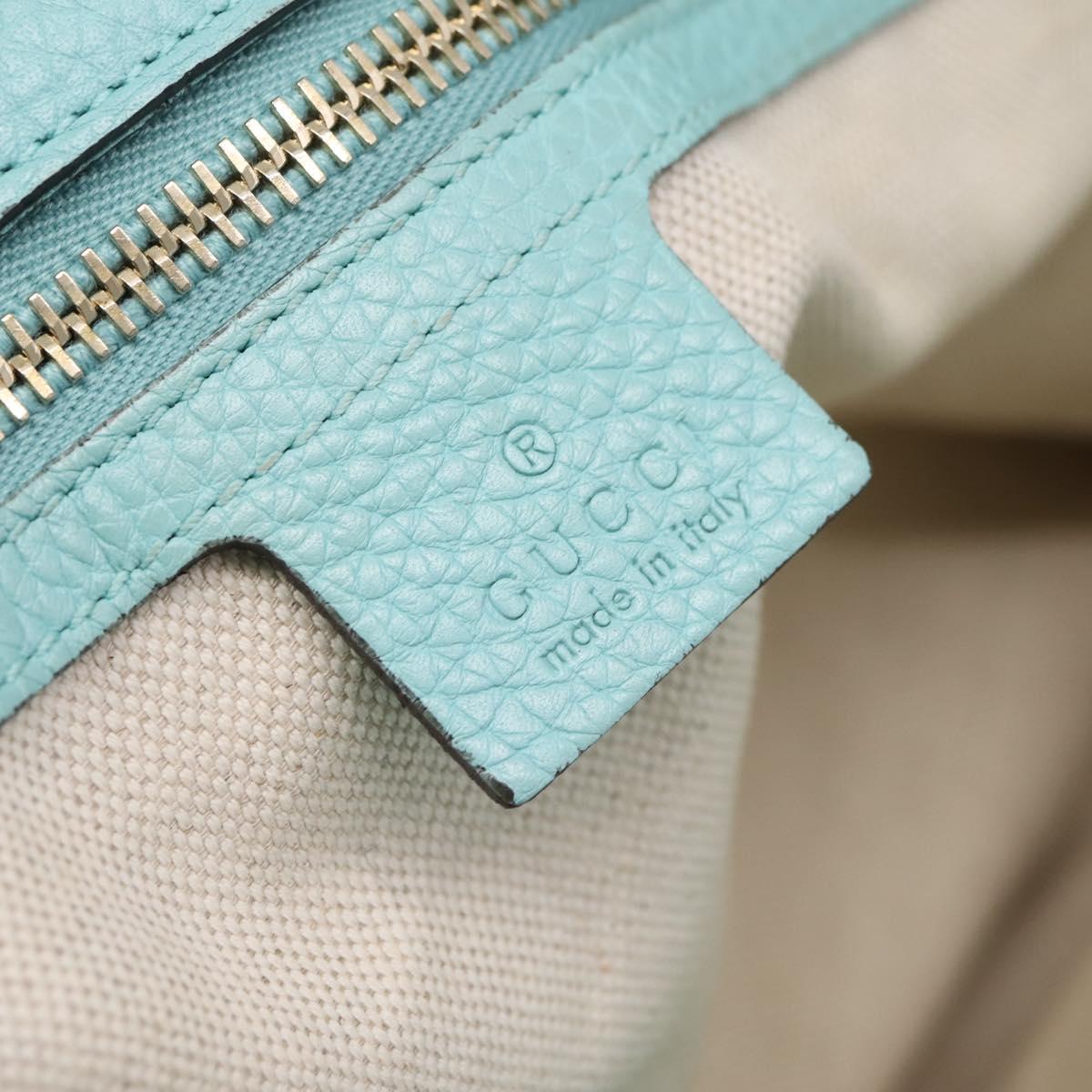 GUCCI Bamboo Hand Bag Leather 2way Light Blue Gold 323660 Auth LN229A