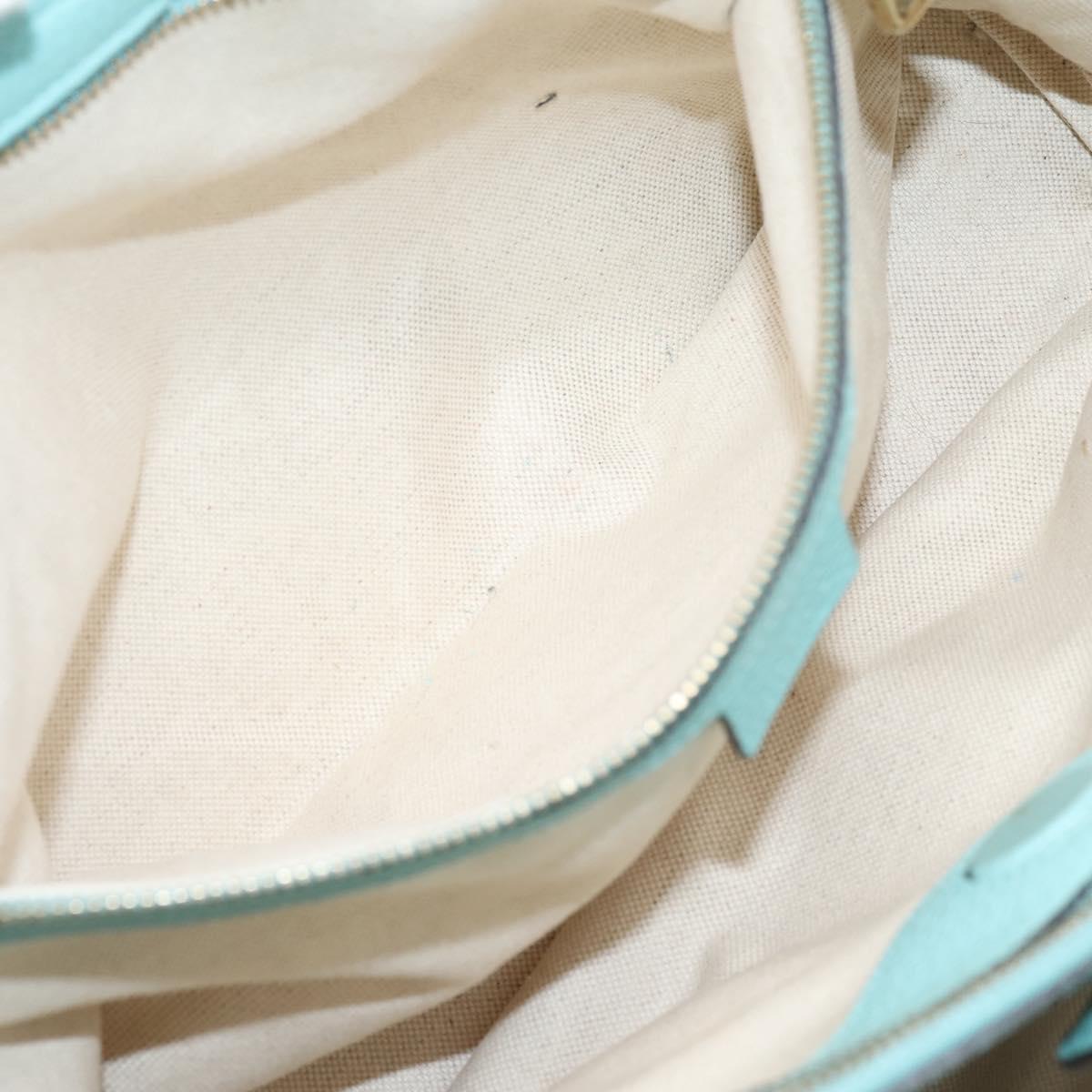 GUCCI Bamboo Hand Bag Leather 2way Light Blue Gold 323660 Auth LN229A