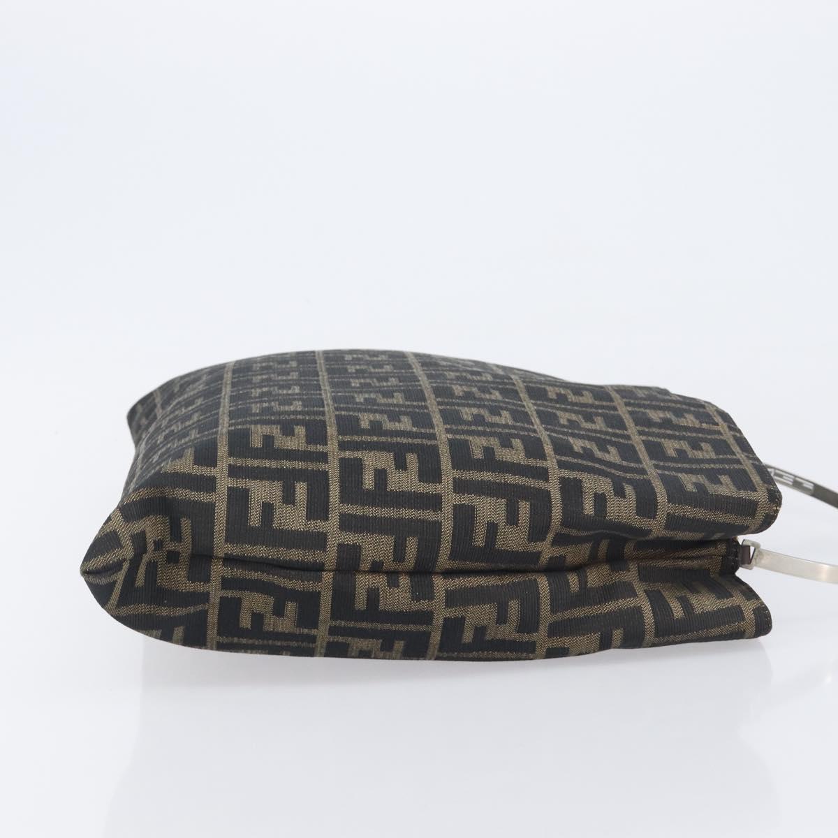 FENDI Zucca Canvas Hand Bag Black Brown Auth LN230A