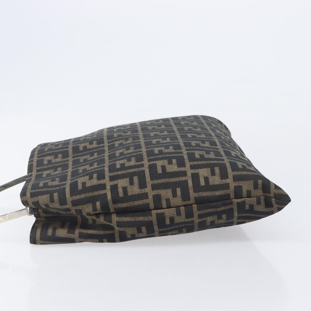 FENDI Zucca Canvas Hand Bag Black Brown Auth LN230A