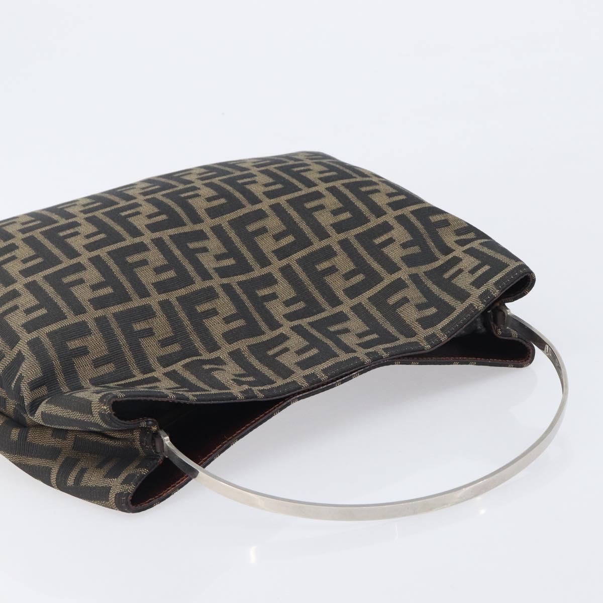 FENDI Zucca Canvas Hand Bag Black Brown Auth LN230A