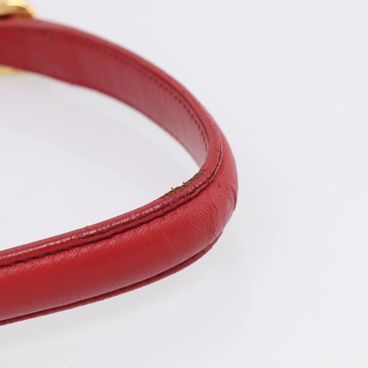 PRADA Gathered Hand Bag Leather Red Gold Auth LN233