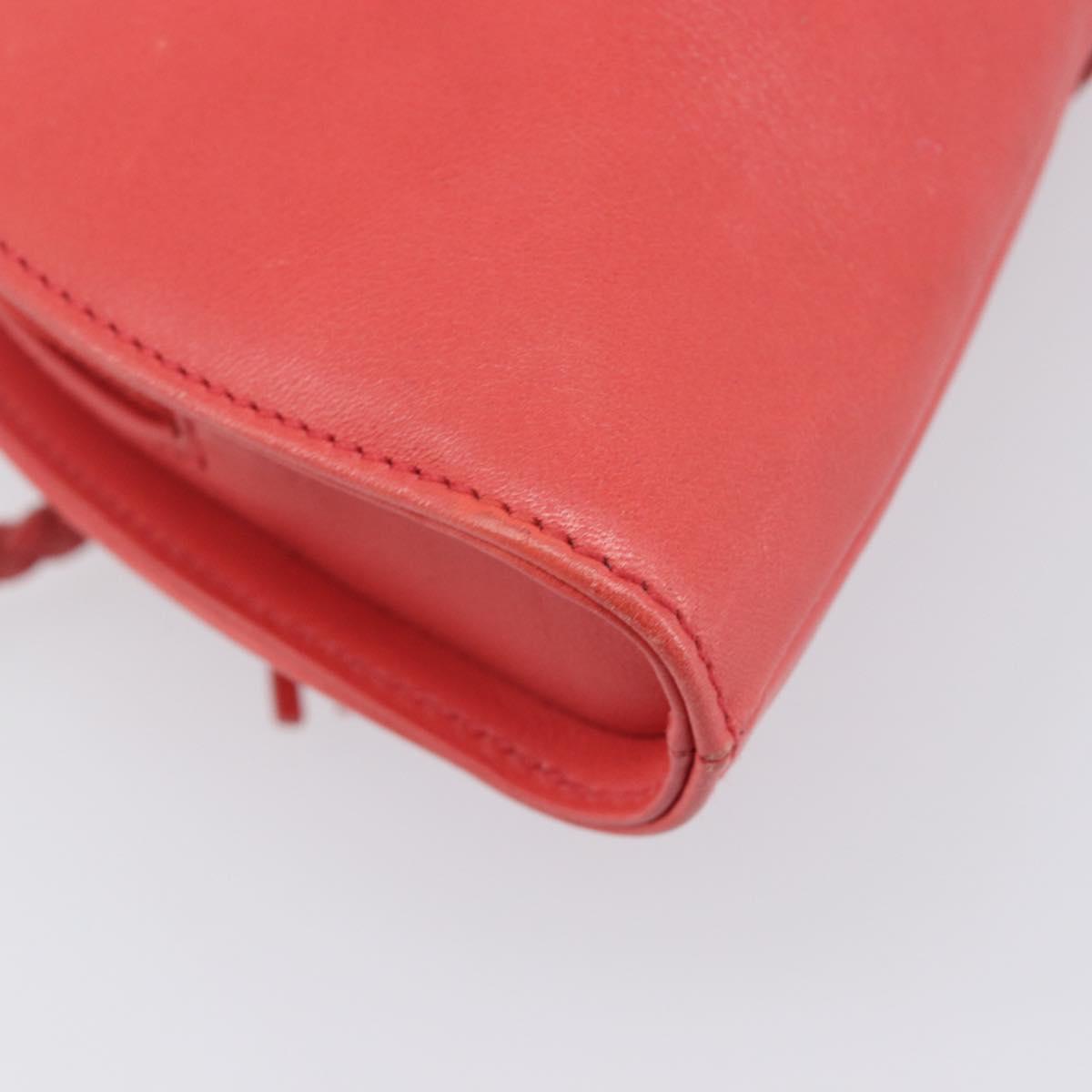 LOEWE Hand Bag Leather Red Silver Auth LN234V