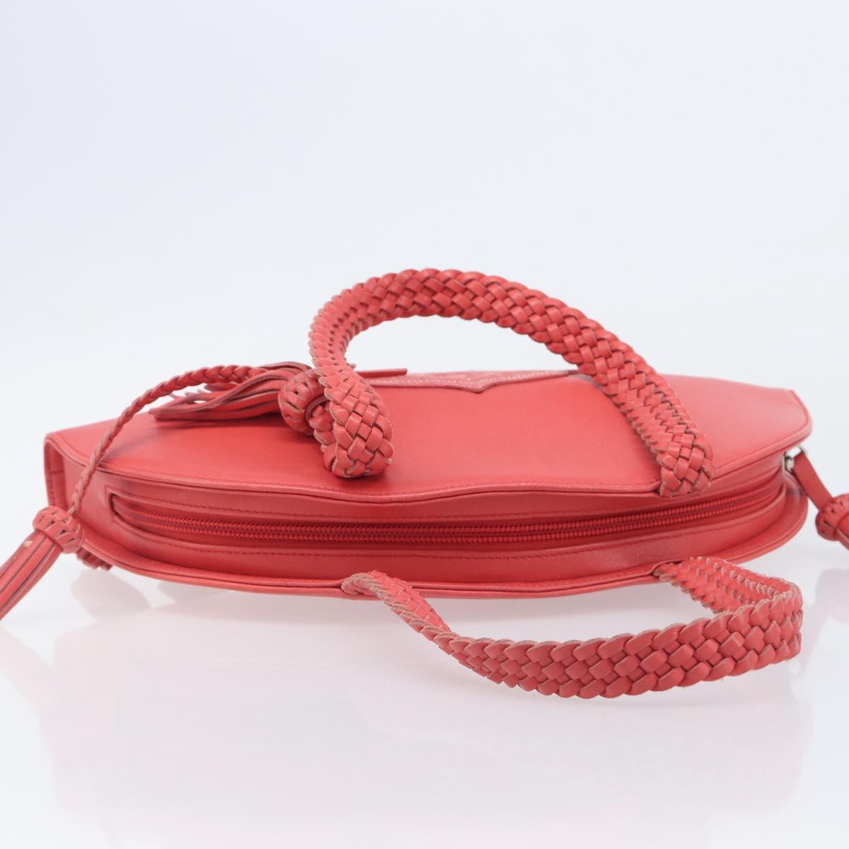 LOEWE Hand Bag Leather Red Silver Auth LN234V