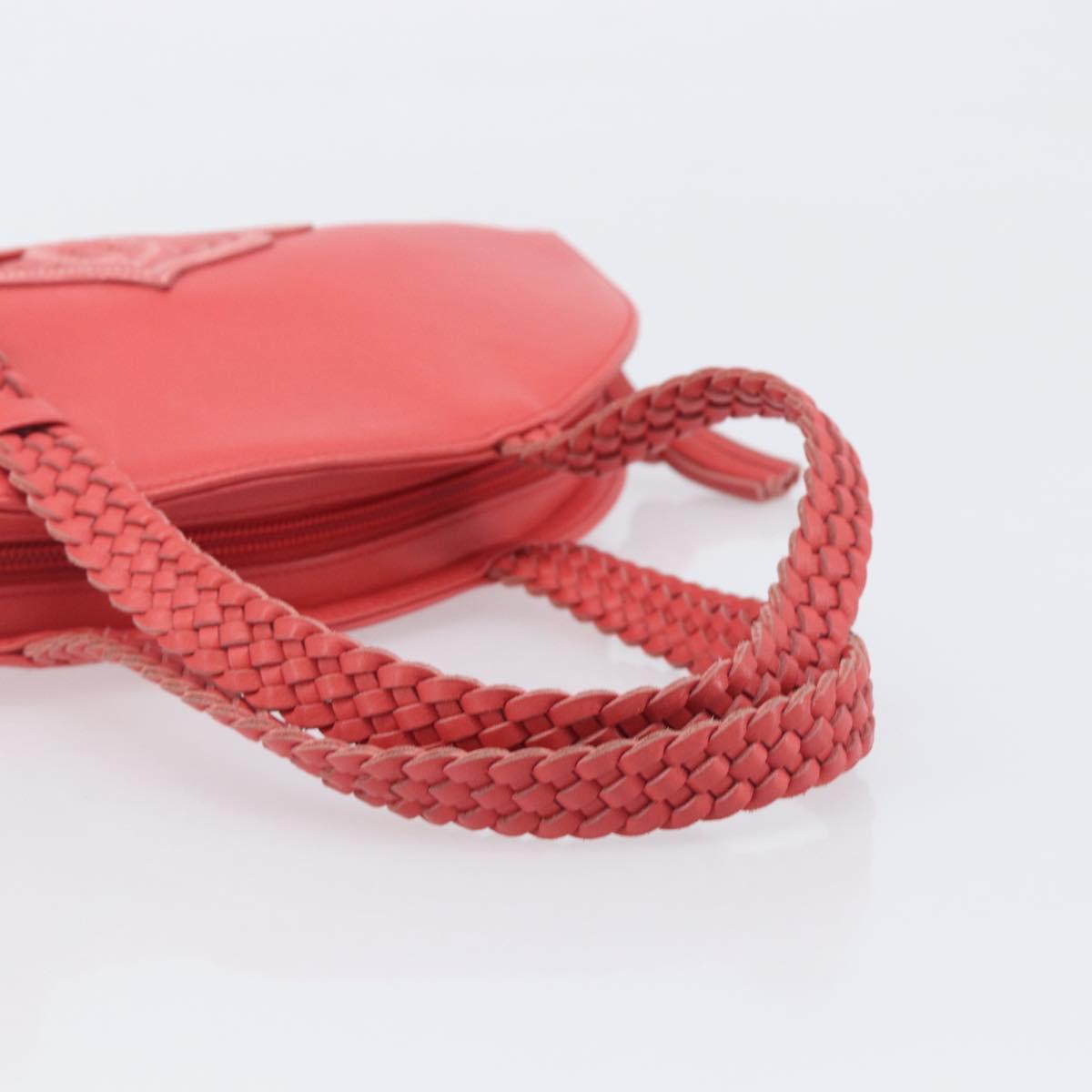 LOEWE Hand Bag Leather Red Silver Auth LN234V