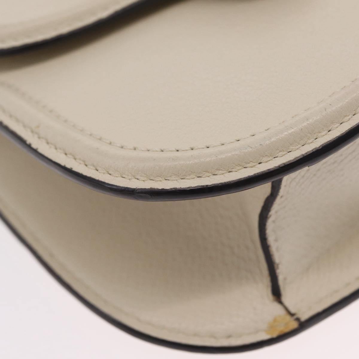 GUCCI Sherry Line Shoulder Bag Leather Ivory Gold Auth LN236V
