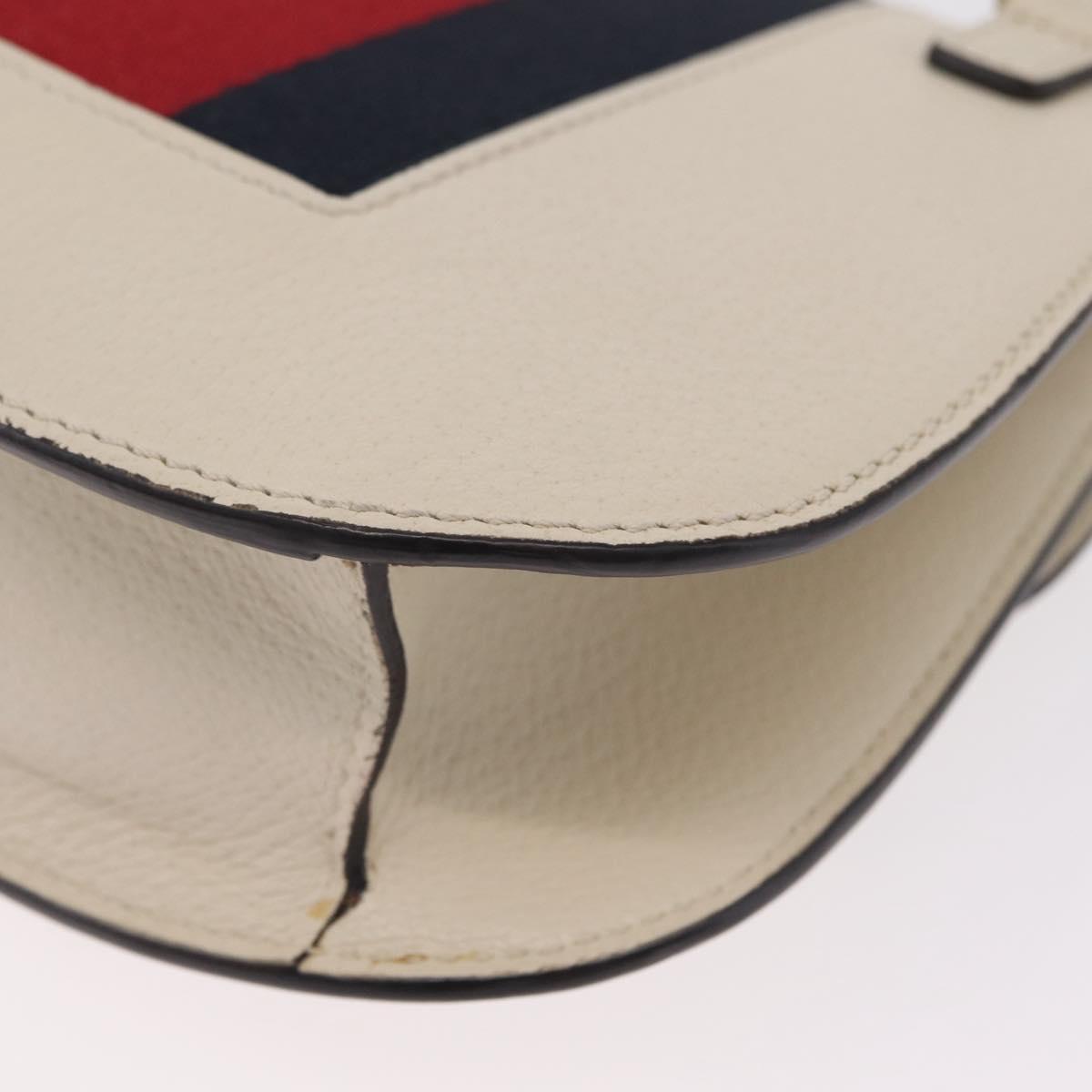 GUCCI Sherry Line Shoulder Bag Leather Ivory Gold Auth LN236V