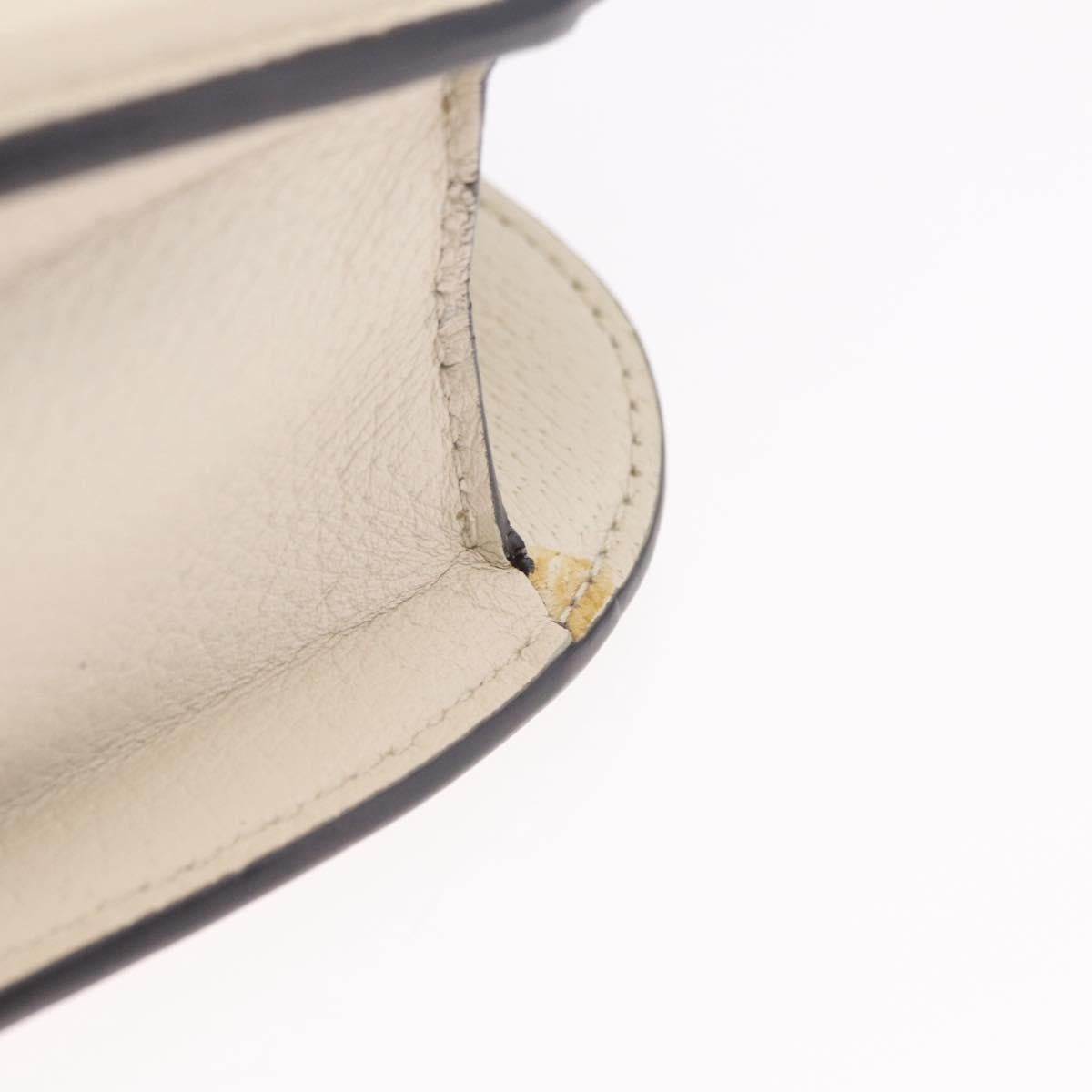 GUCCI Sherry Line Shoulder Bag Leather Ivory Gold Auth LN236V