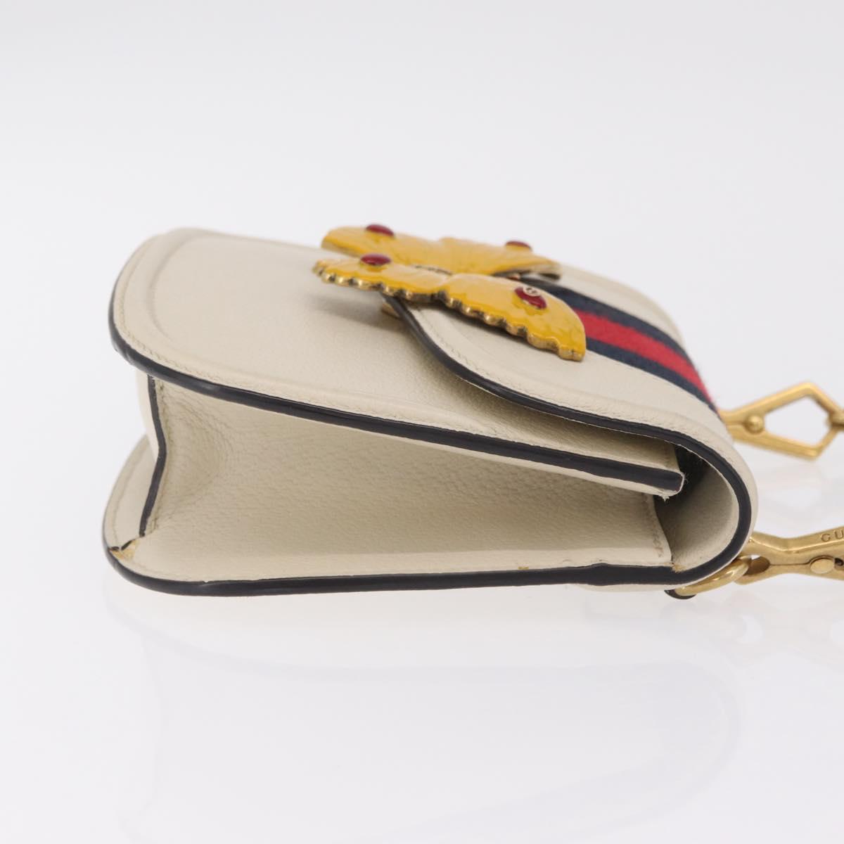 GUCCI Sherry Line Shoulder Bag Leather Ivory Gold Auth LN236V
