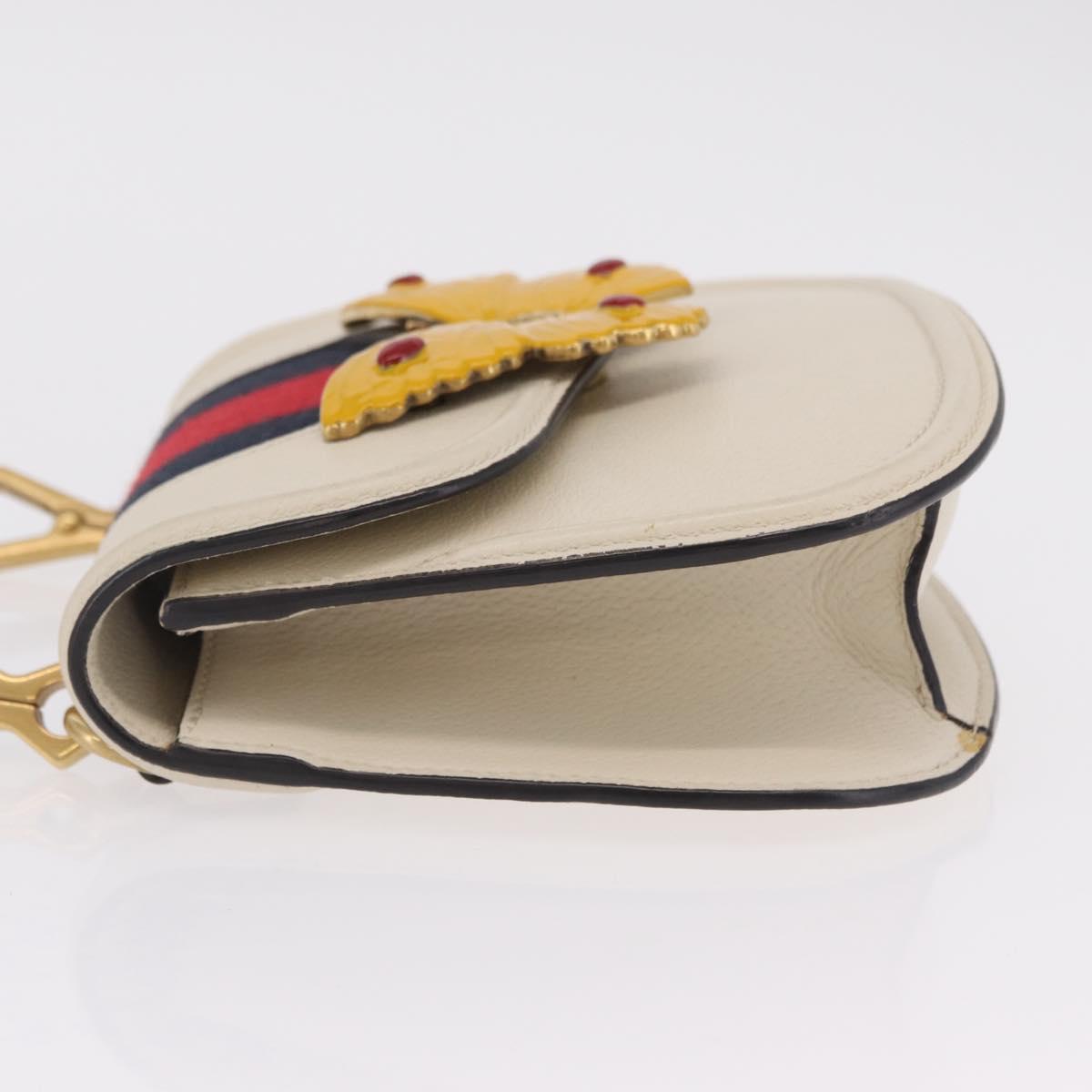 GUCCI Sherry Line Shoulder Bag Leather Ivory Gold Auth LN236V