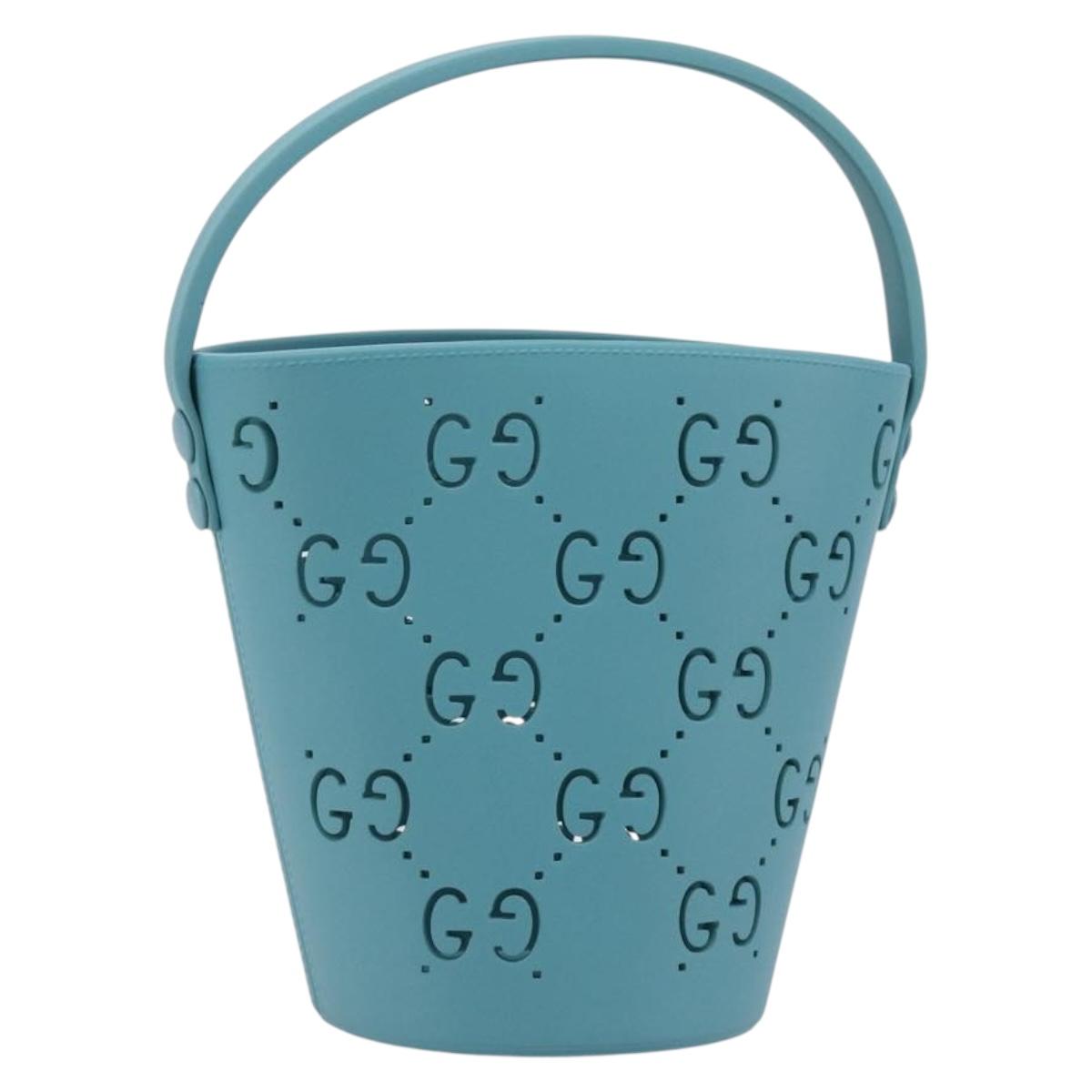 GUCCI Children's Hand Bag rubber Blue 723051 Auth LN238M
