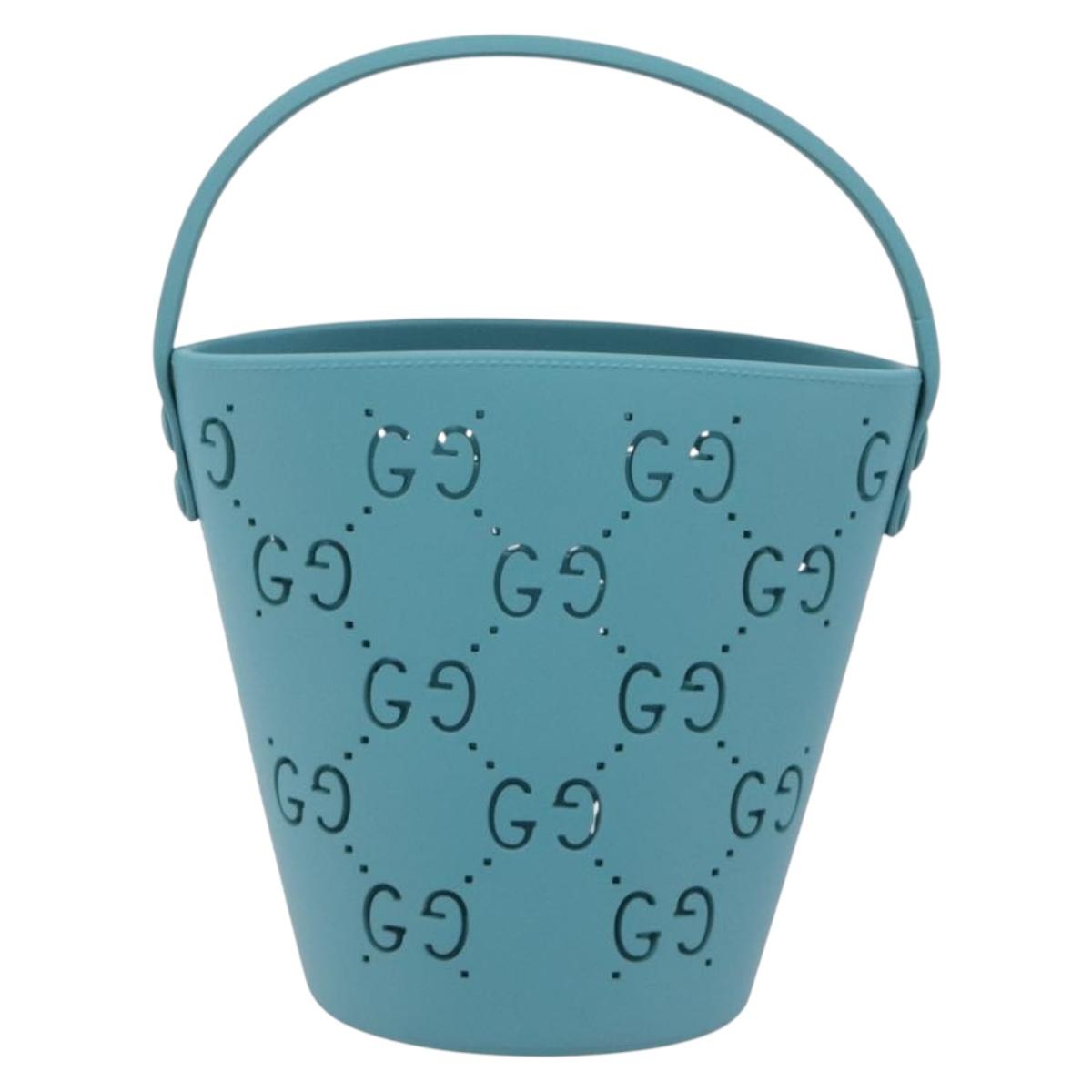 GUCCI Children's Hand Bag rubber Blue 723051 Auth LN238M