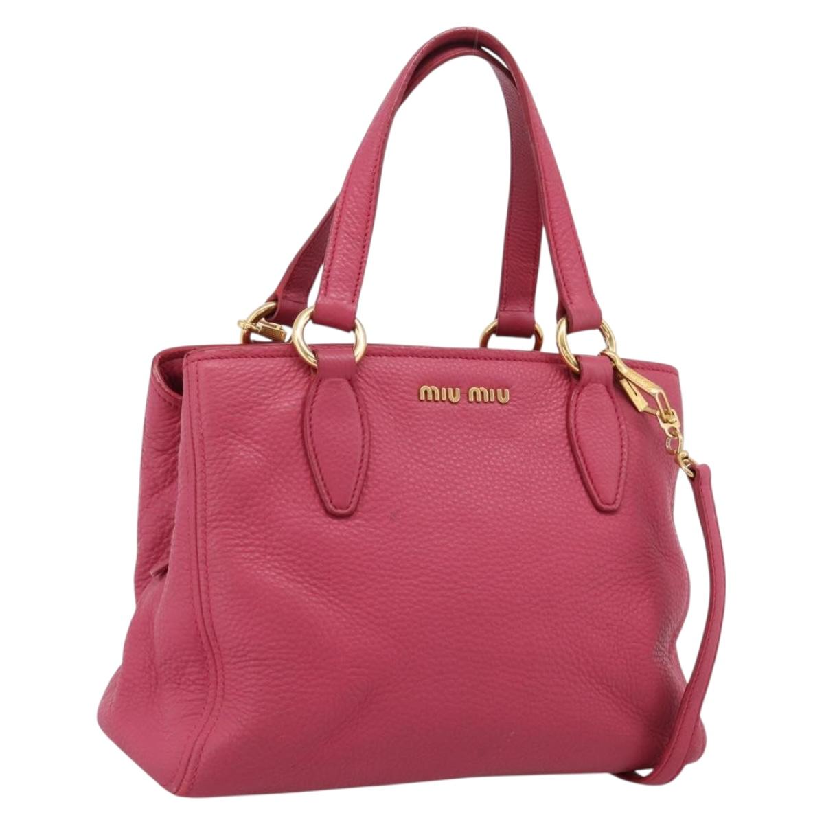 Miu Miu Vitterodino Hand Bag Leather 2way Pink Gold Auth LN239A