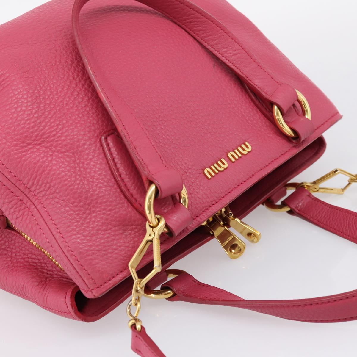 Miu Miu Vitterodino Hand Bag Leather 2way Pink Gold Auth LN239A