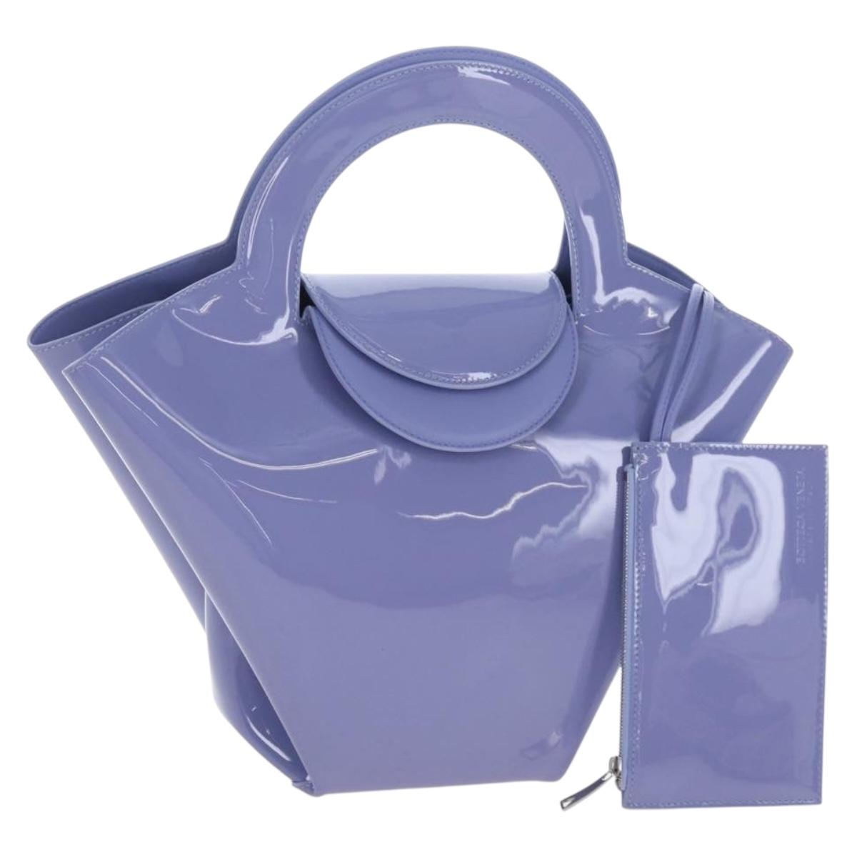 Bottega Veneta Hand Bag Patent leather Purple Silver Auth LN242M