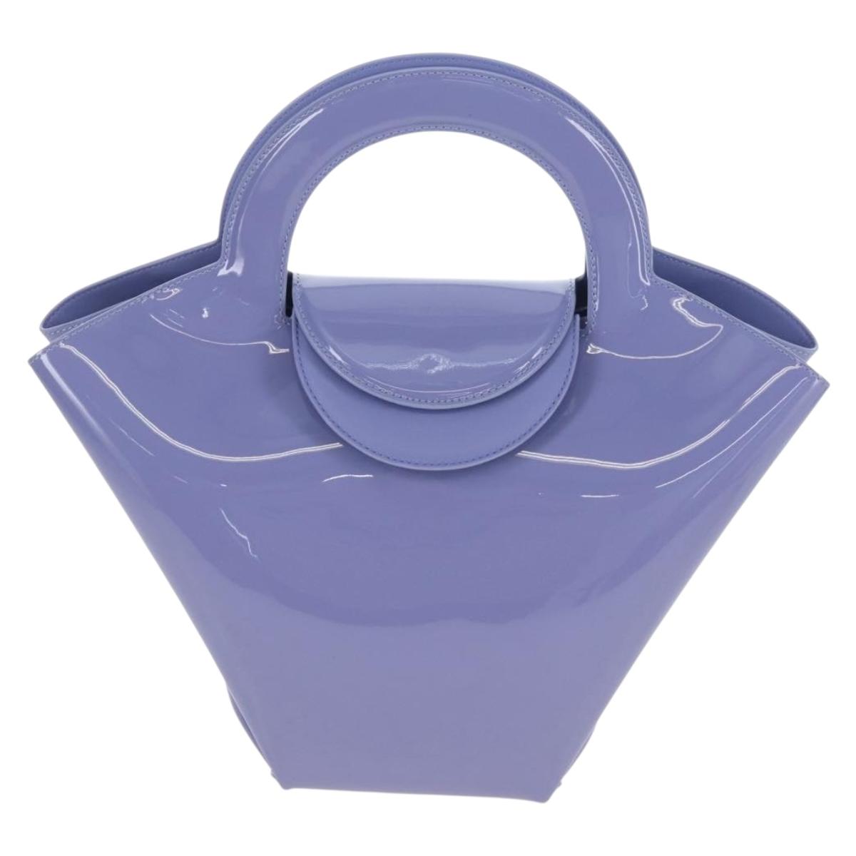 Bottega Veneta Hand Bag Patent leather Purple Silver Auth LN242M
