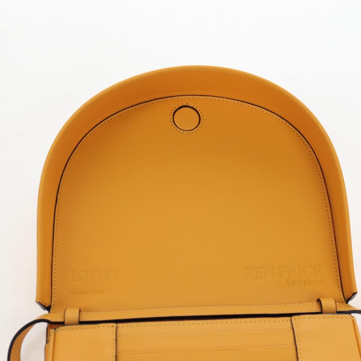 LOEWE Ken Price Collaboration Shoulder Bag Leather Yellow Silver Auth LN244M