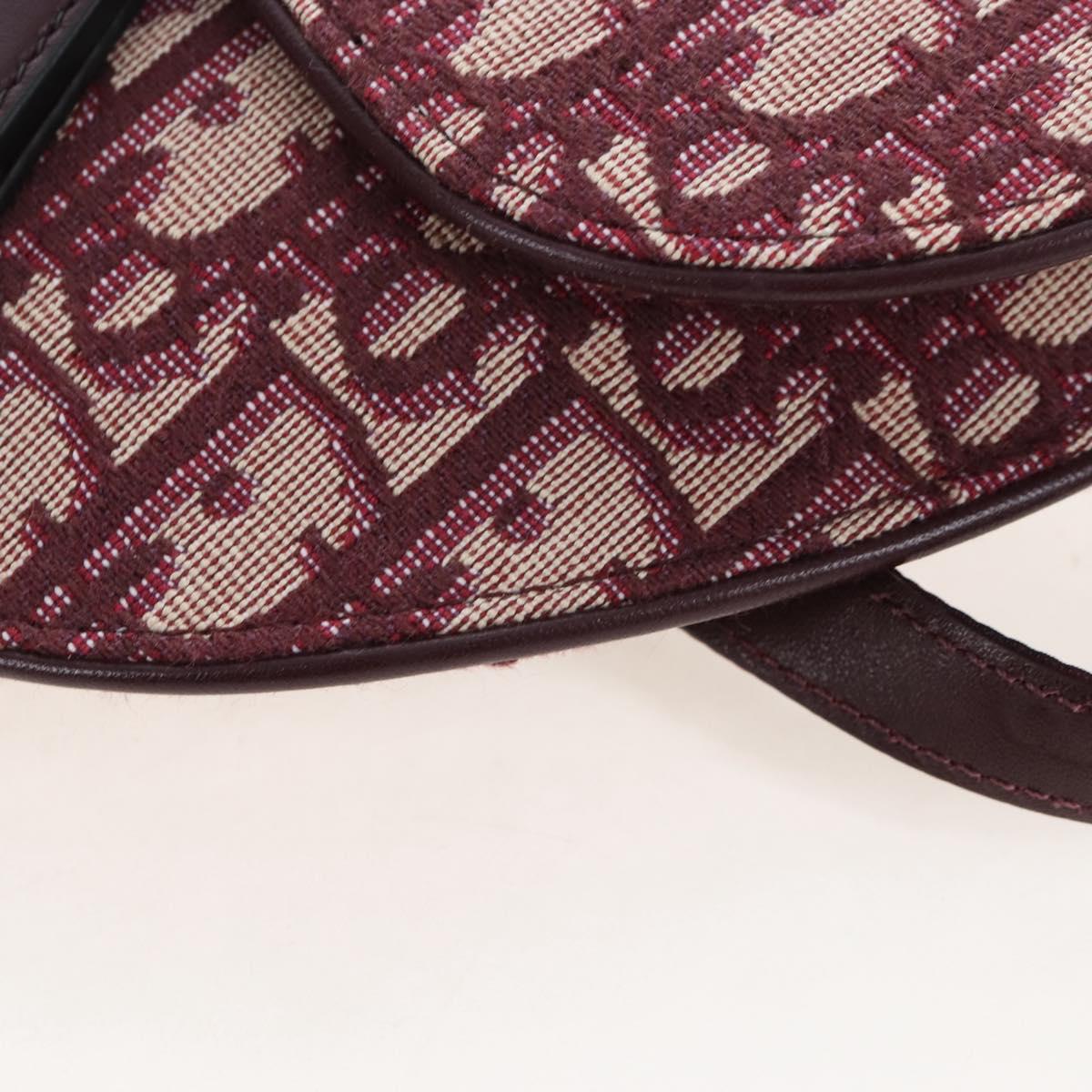 Christian Dior Trotter Canvas Saddle Waist bag Red Gold Auth LN247M