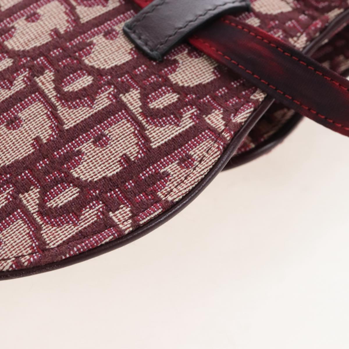 Christian Dior Trotter Canvas Saddle Waist bag Red Gold Auth LN247M