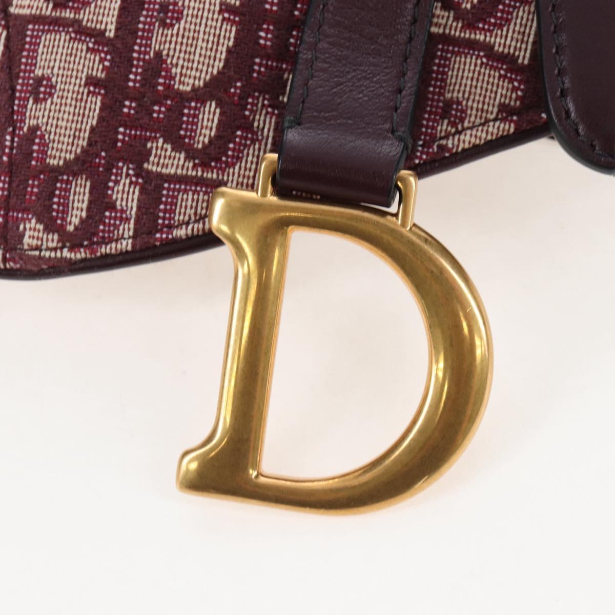 Christian Dior Trotter Canvas Saddle Waist bag Red Gold Auth LN247M