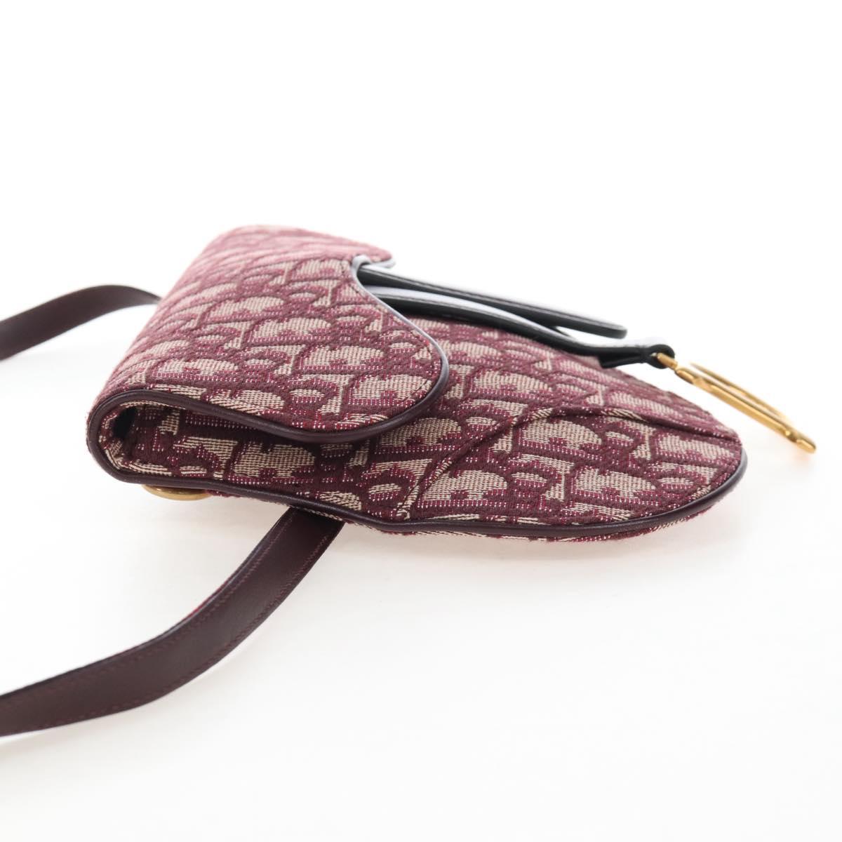 Christian Dior Trotter Canvas Saddle Waist bag Red Gold Auth LN247M