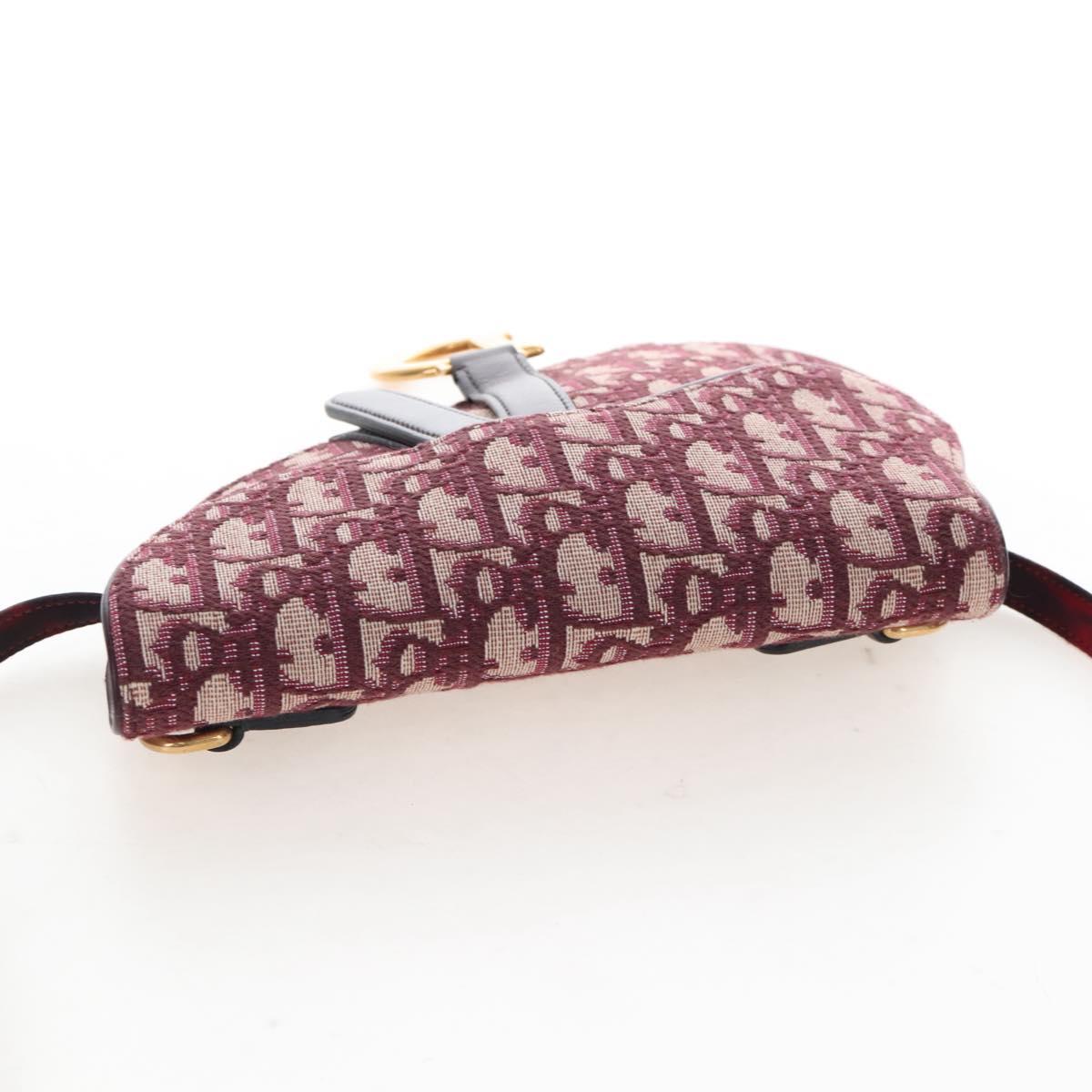 Christian Dior Trotter Canvas Saddle Waist bag Red Gold Auth LN247M