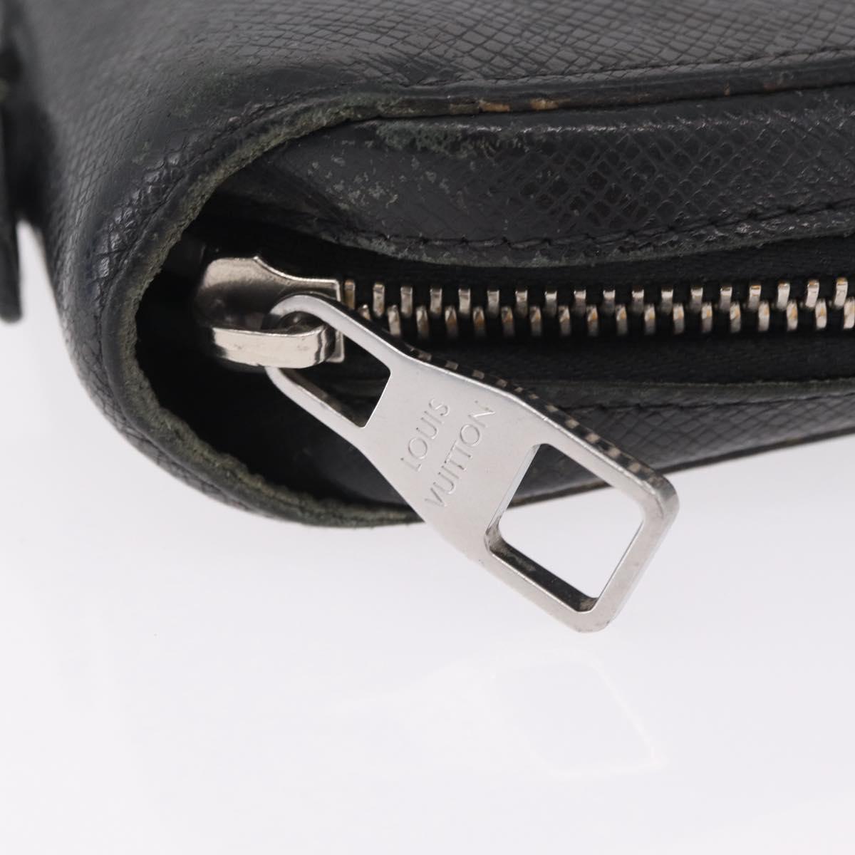 LOUIS VUITTON Taiga Zippy XL Long Wallet Black M44275 LV Auth LN248