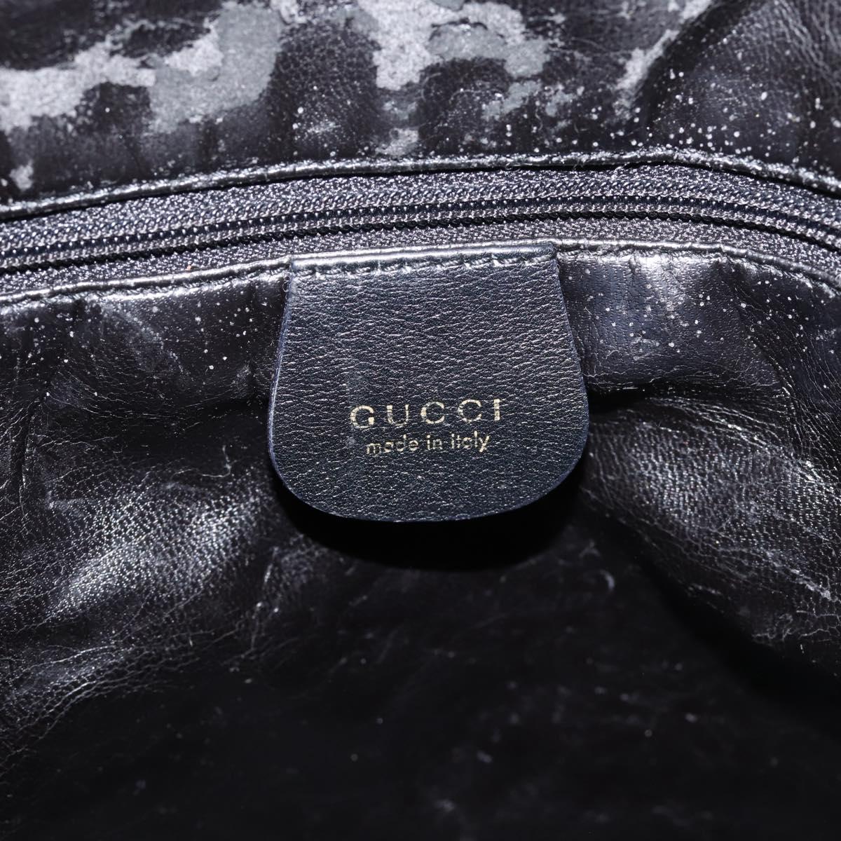 GUCCI Bamboo Hand Bag Leather 2way Black Gold 001 2058 1577 Auth LN249