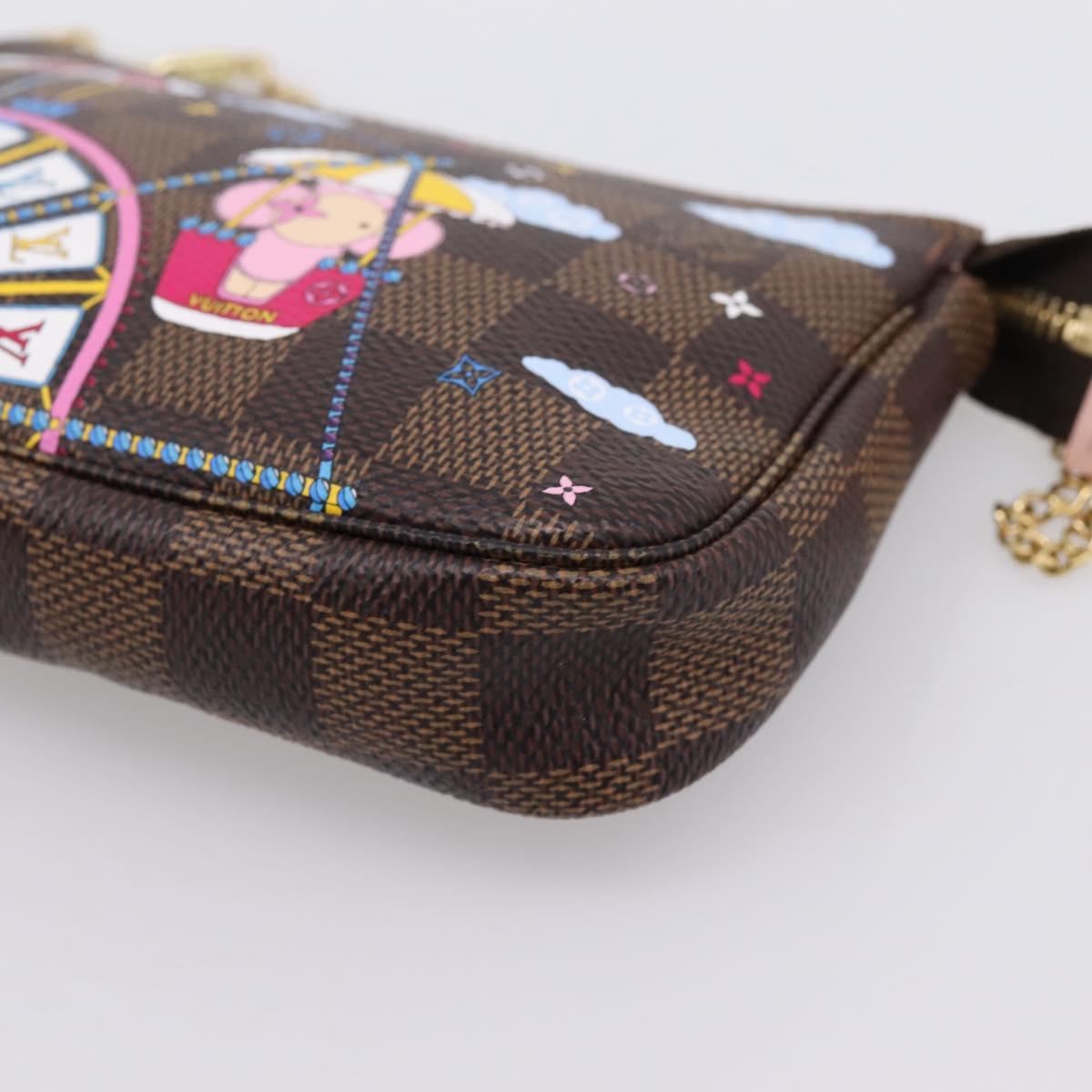 LOUIS VUITTON Damier Ebene Vivienne Mini Pochette Accessoires N60402 Auth LN251M