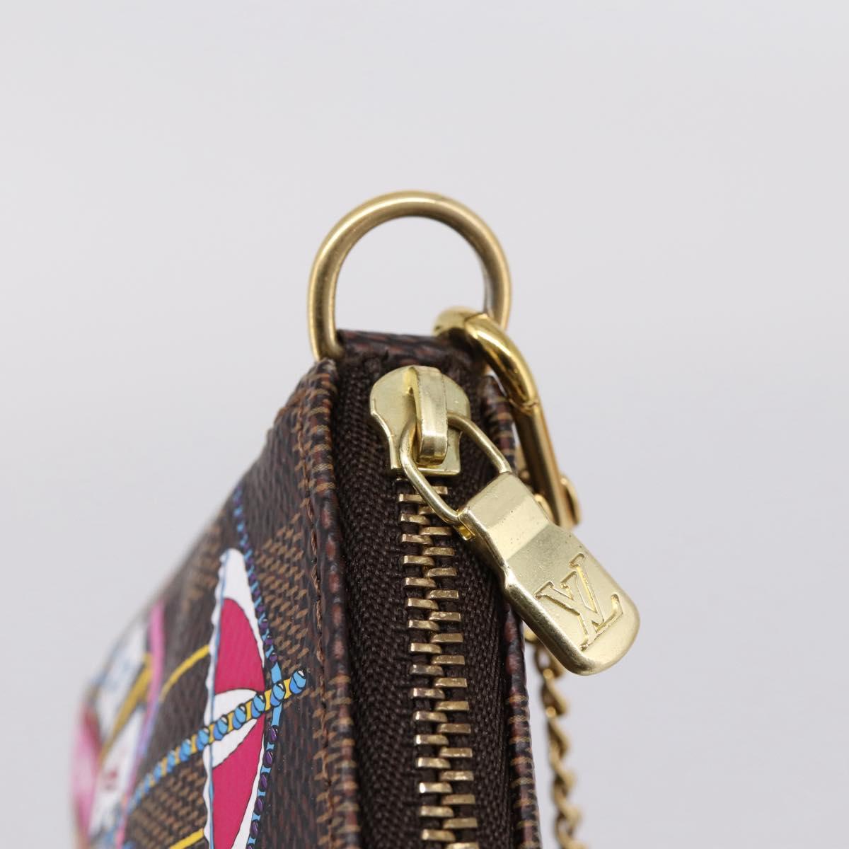 LOUIS VUITTON Damier Ebene Vivienne Mini Pochette Accessoires N60402 Auth LN251M