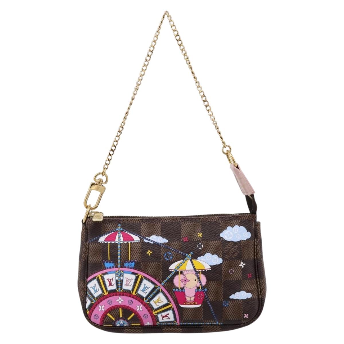 LOUIS VUITTON Damier Ebene Vivienne Mini Pochette Accessoires N60402 Auth LN251M