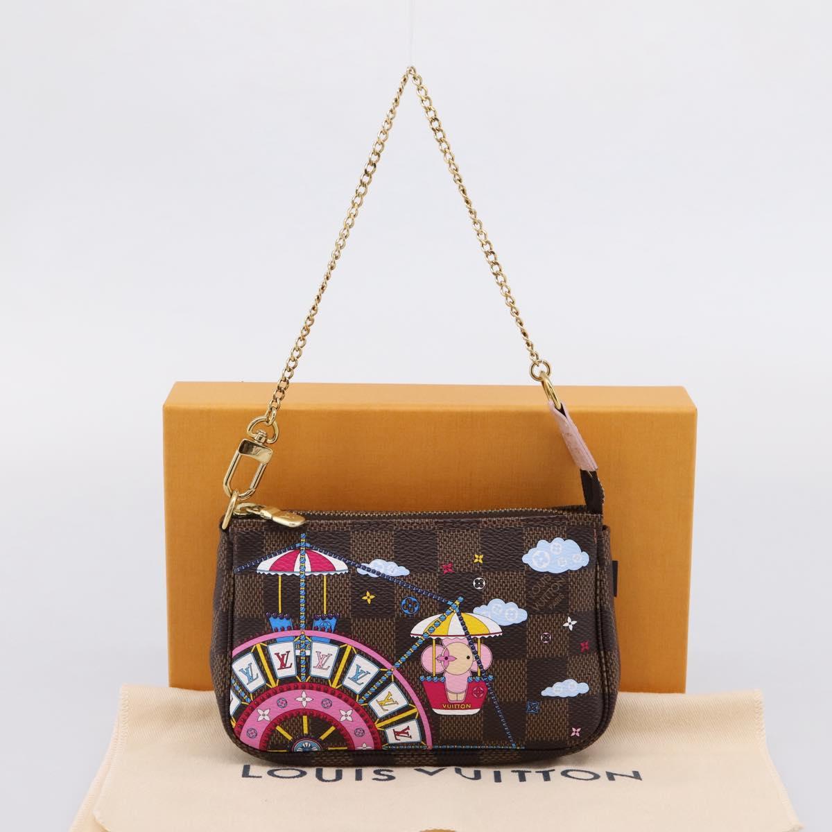 LOUIS VUITTON Damier Ebene Vivienne Mini Pochette Accessoires N60402 Auth LN251M