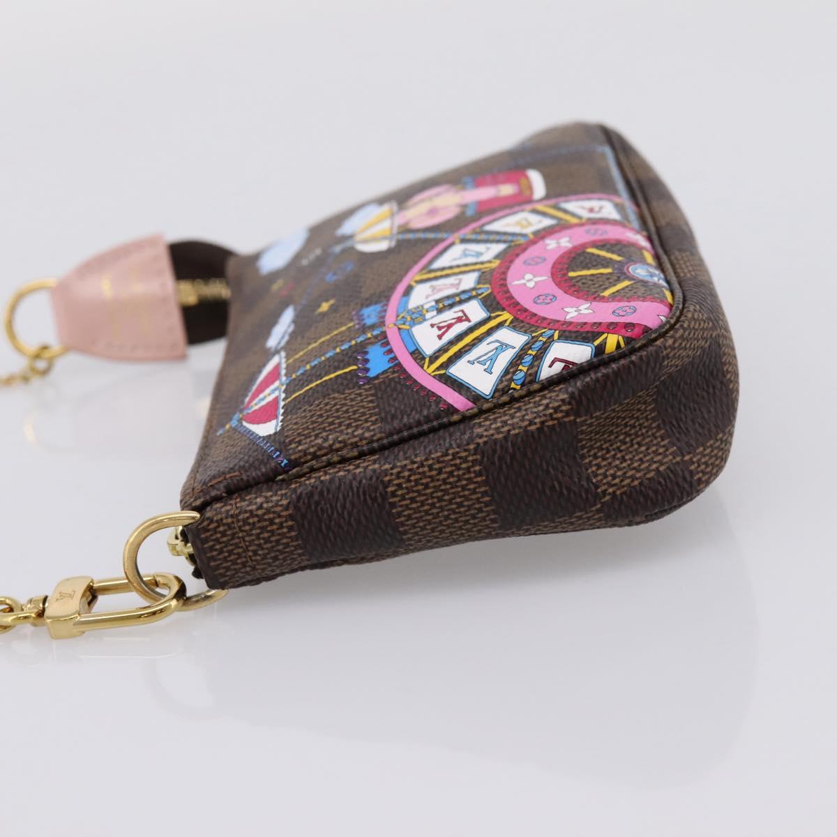 LOUIS VUITTON Damier Ebene Vivienne Mini Pochette Accessoires N60402 Auth LN251M