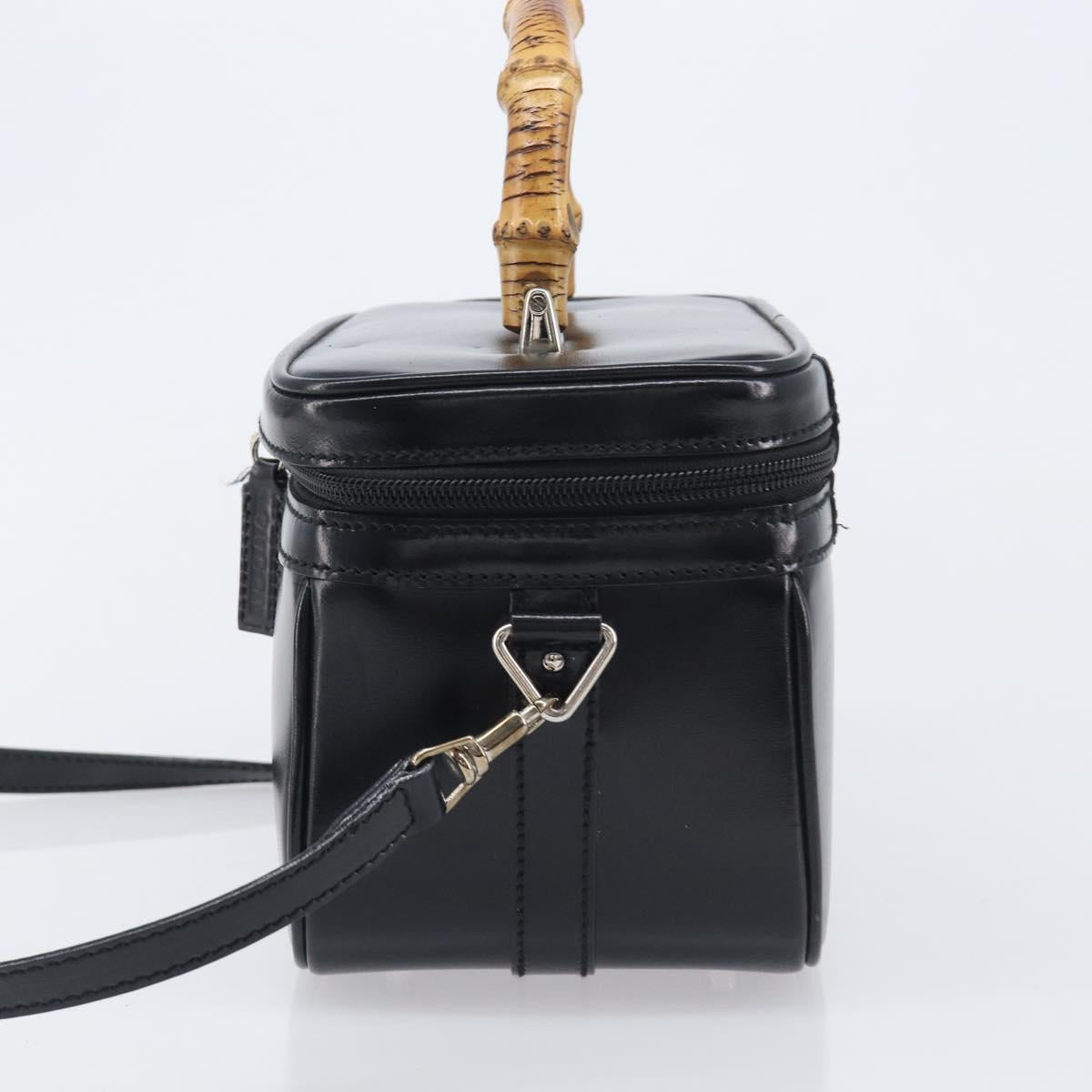 GUCCI Vanity Hand Bag Patent leather 2way Black Silver 013 2122 2490 Auth LN253