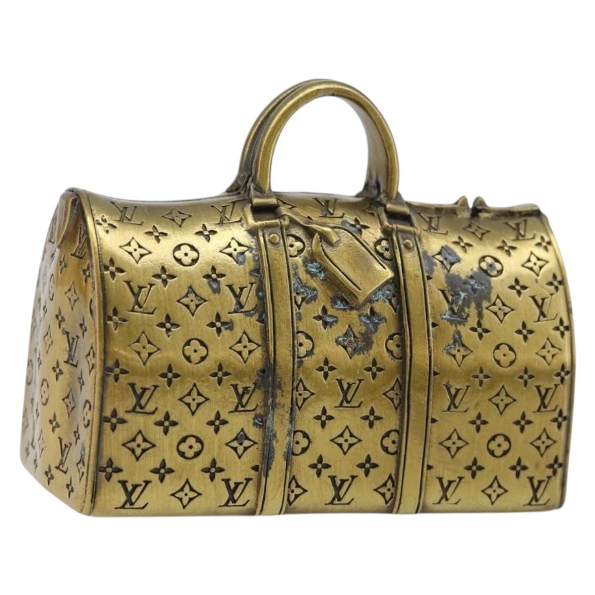 LOUIS VUITTON Monogram Keepall Motif Paper Weight metal Gold Tone LV Auth LN254