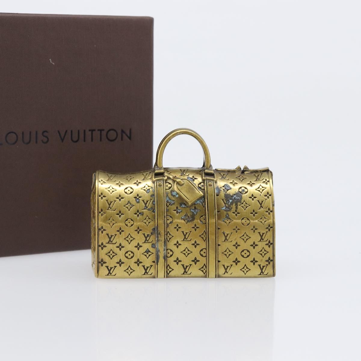 LOUIS VUITTON Monogram Keepall Motif Paper Weight metal Gold Tone LV Auth LN254
