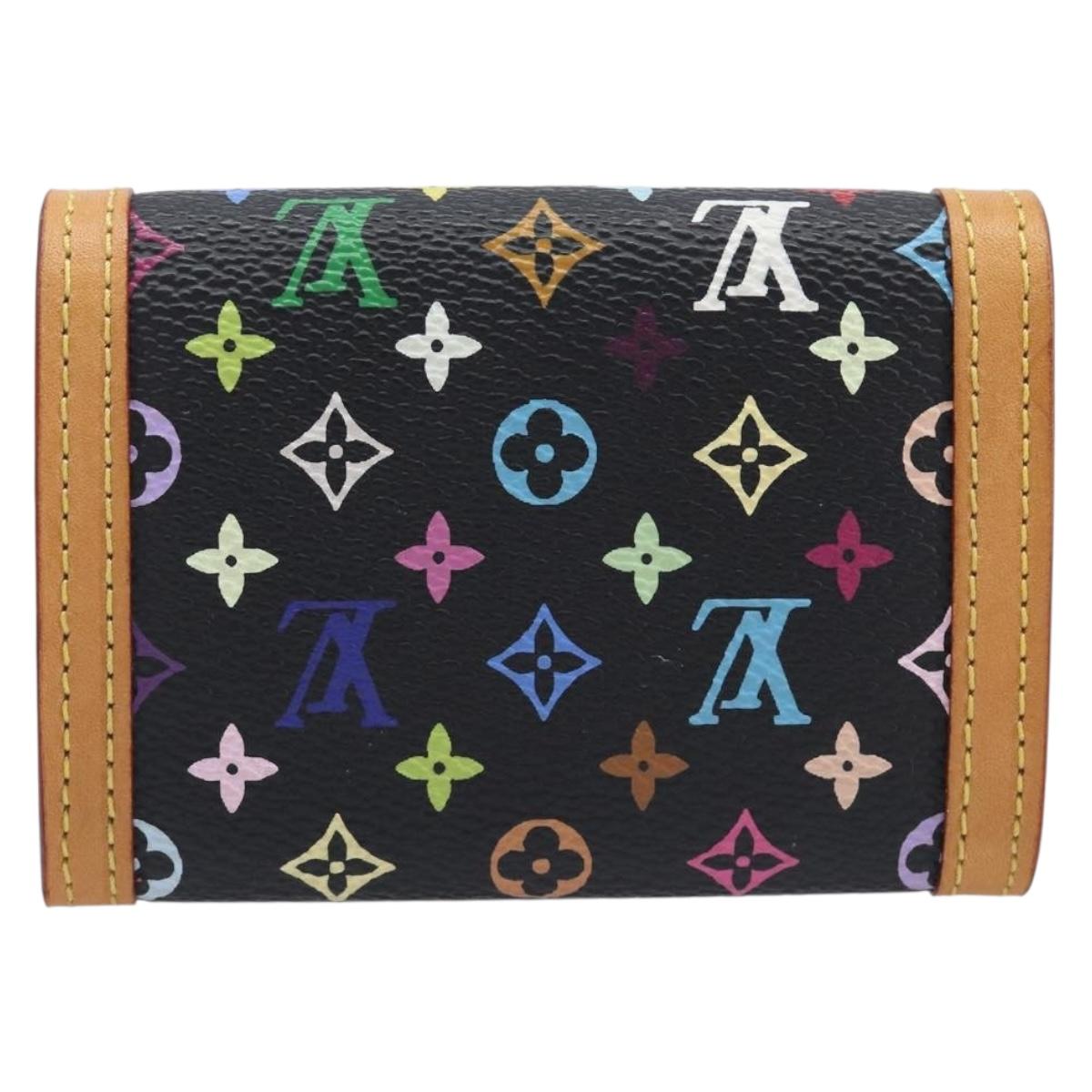LOUIS VUITTON Monogram Multicolor Porte Monnaie Pla Black M92656 LV Auth LN255V