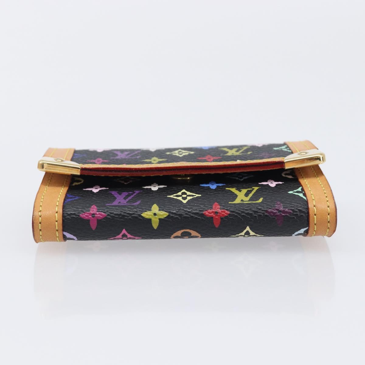 LOUIS VUITTON Monogram Multicolor Porte Monnaie Pla Black M92656 LV Auth LN255V